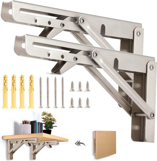 Console Opvougbile Spaziale con Braccioli in Acciaio Inox, 200 mm, Set da 2, Massimo 60 kg