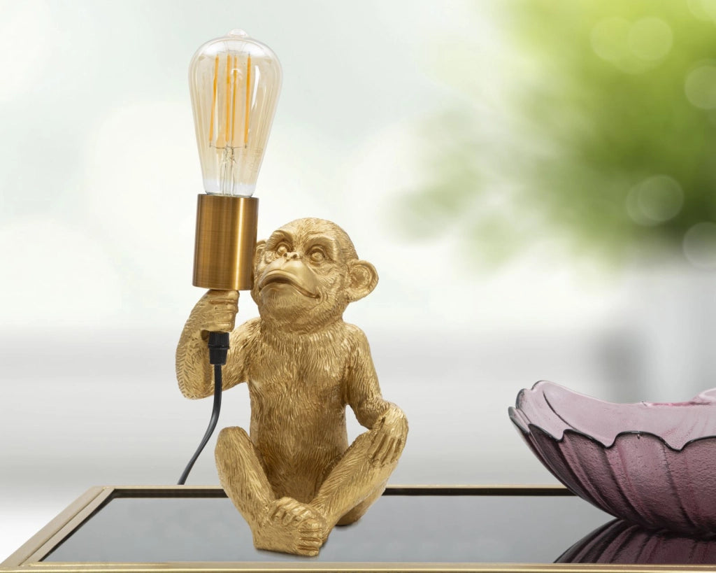 Lampada da tavolo con scimmia dorata 17x14x25cm Monkey