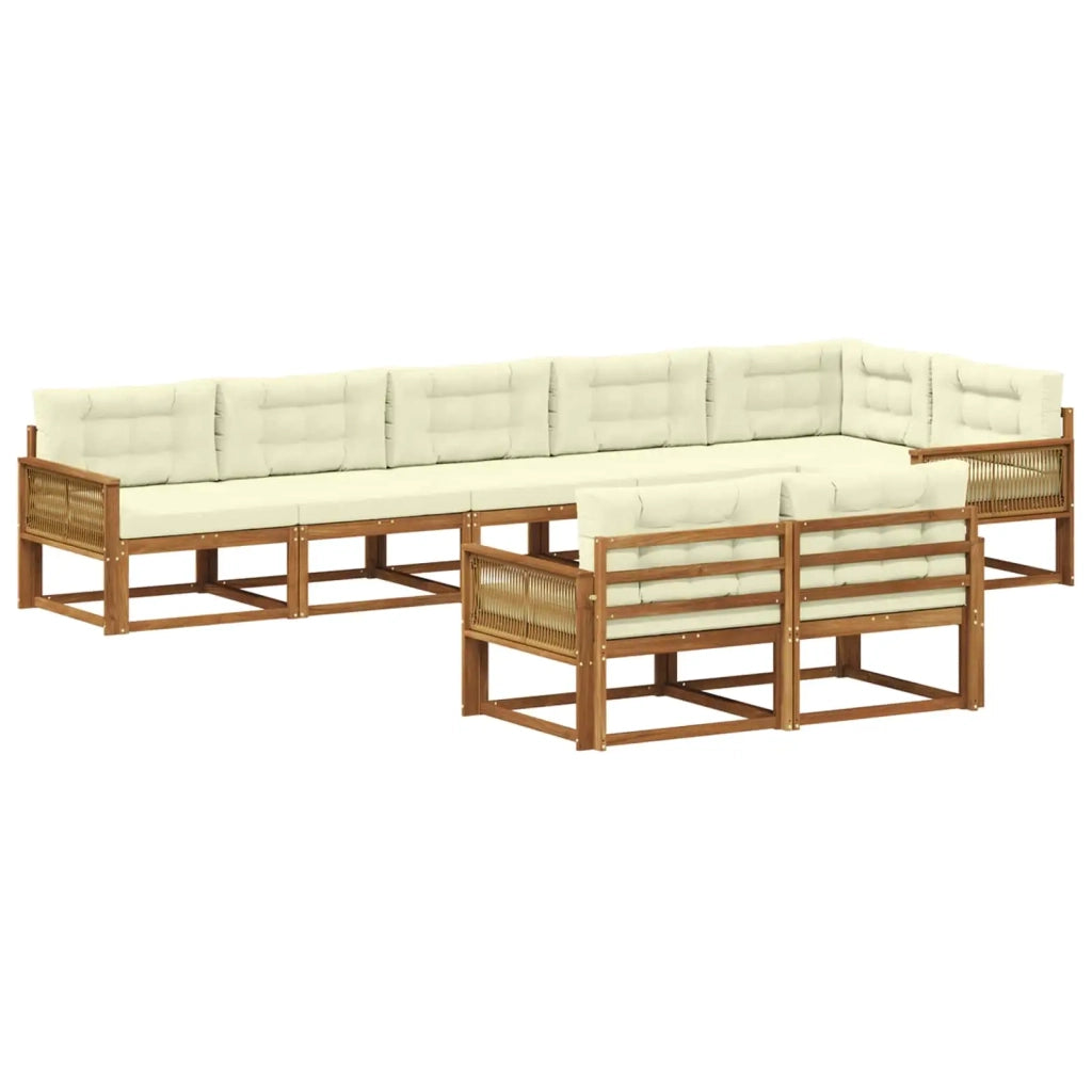 Set di divani da esterno con cuscino 8 pcs Naturale e Crema 3382668