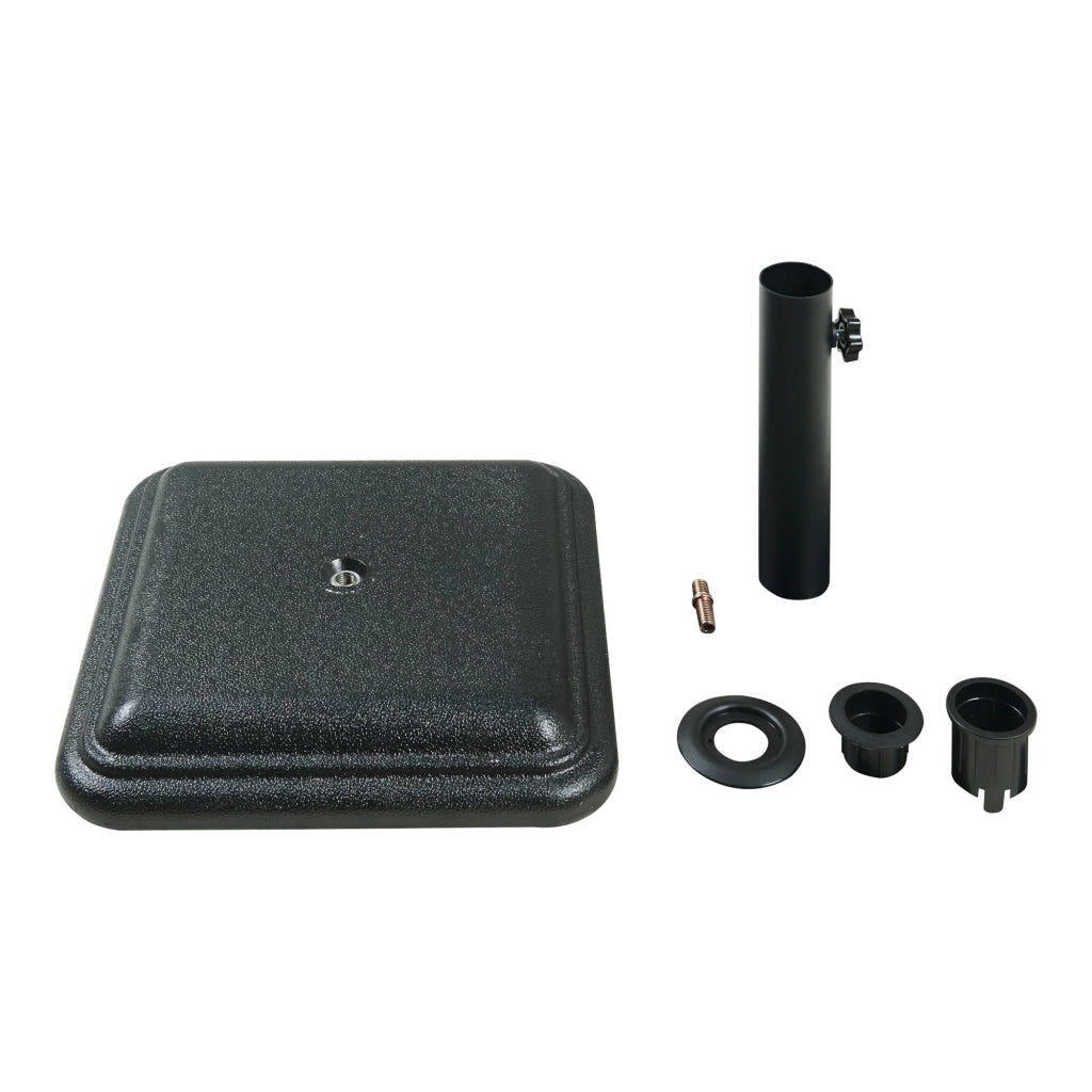Base per ombrellone da giardino con adattatori 33 / 37 / 41 / 48 mm cemento 35 x 35 x 6 cm nero 03_0010249