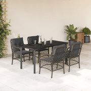 Set da Pranzo da Giardino 5 pz con Cuscini in Polyrattan Grigio 3212134