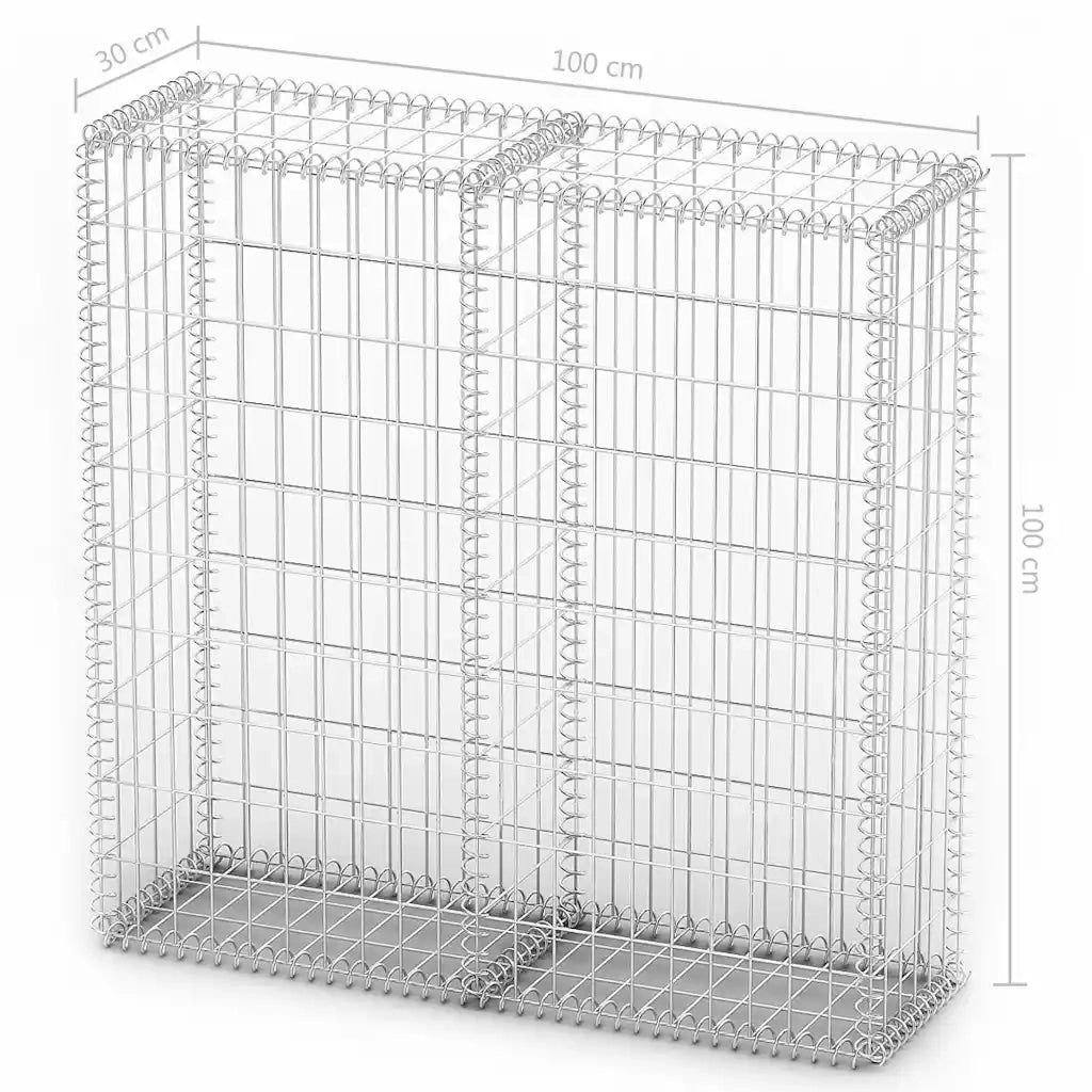 Cesto Gabbione con Coperchio in Filo Zincato 100 x 100 x 30 cm 141041