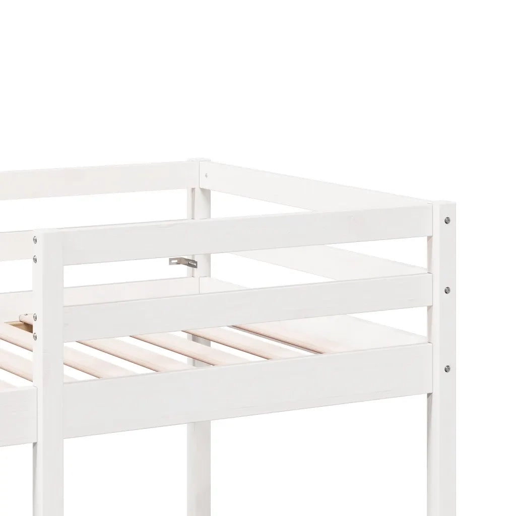 Giroletto Soppalco con Scrivania e Sedie-Struttura Letto Bianco 75x190cm Pino