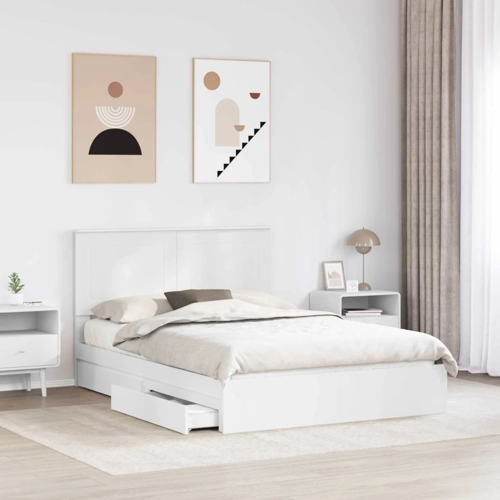 Letto con Contenitore Bianco 160 x 200 cm Legno multistrato