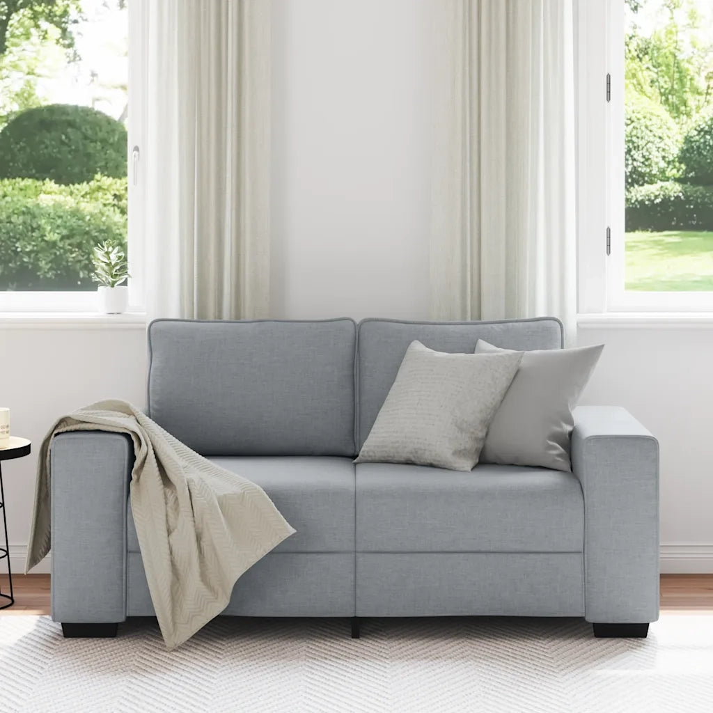Divano a 2 Posti Grigio Chiaro 120 cm in Tessuto