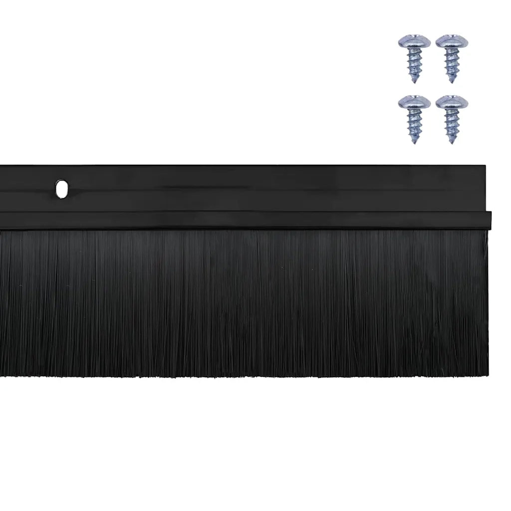 Spazzole per porte a vite 12 pcs Nero 100 cm Lega di alluminio