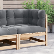 Divano Angolare da Giardino con Cuscini Grigio Massello di Pino 805715