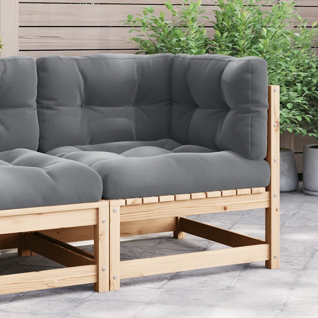 Divano Angolare da Giardino con Cuscini Grigio Massello di Pino 805715