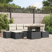 Set Divano da Giardino con cuscino 7 pcs Nero polyrattan 3360051