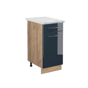 Mobiletto base per cucina Fame-Line Blu scuro lucido/Rovere dorato 40 cm, PL Marmo Vicco
