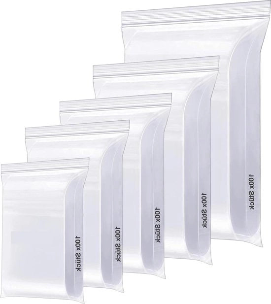 Set di sacchetti trasparenti resistenti alle scalfitture - sacchetti di plastica trasparente con cerniera - sacchetti di congelazione piccoli e grandi - codice prodotto: 500x