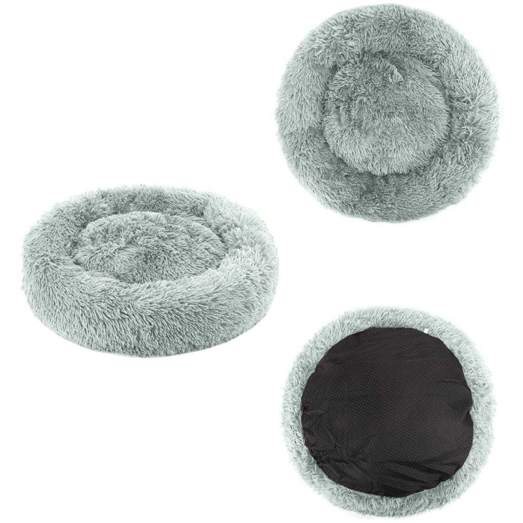Cuccia a ciambella peluche grigio chiaro per piccoli animali