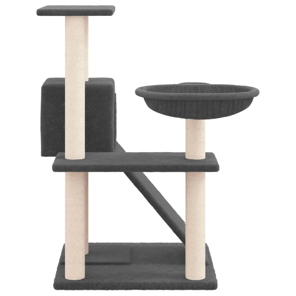 Tiragraffi per gatti torre per arrampicata giocattolo piattaforma per arrampicata con tiragraffi in sisal scuro 82 cm grigio 02_0022705