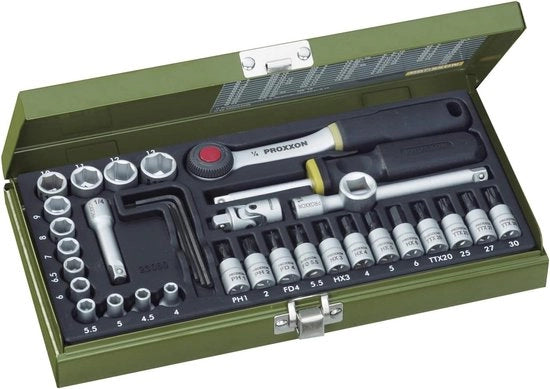 Set di meccanica fina 63 mm cambio rapido - 36 pezzi di attrezzi - scatola in acciaio - 30 x 125 x 5 cm