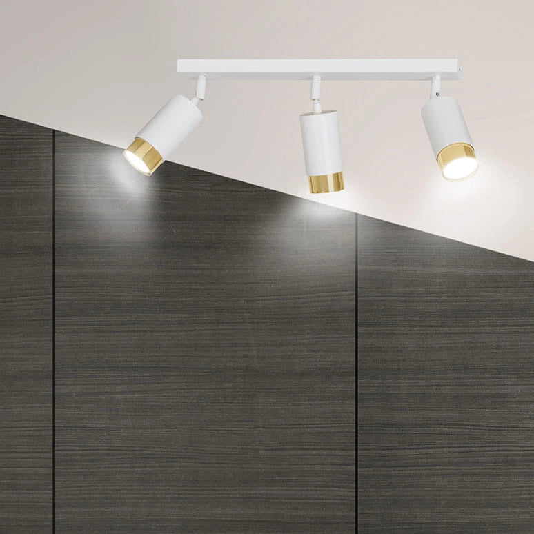 Plafoniera Emibig Hiro 3xGU10 bianco/ottone a barra regolabile