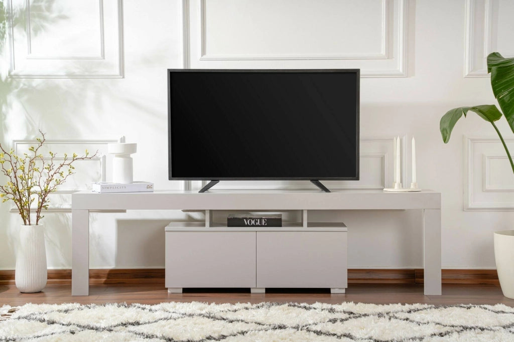 Mobile porta TV Andarna, Credenza da soggiorno, Armadio basso per TV, Base parete attrezzata, 180x31 h50 cm, Grigio