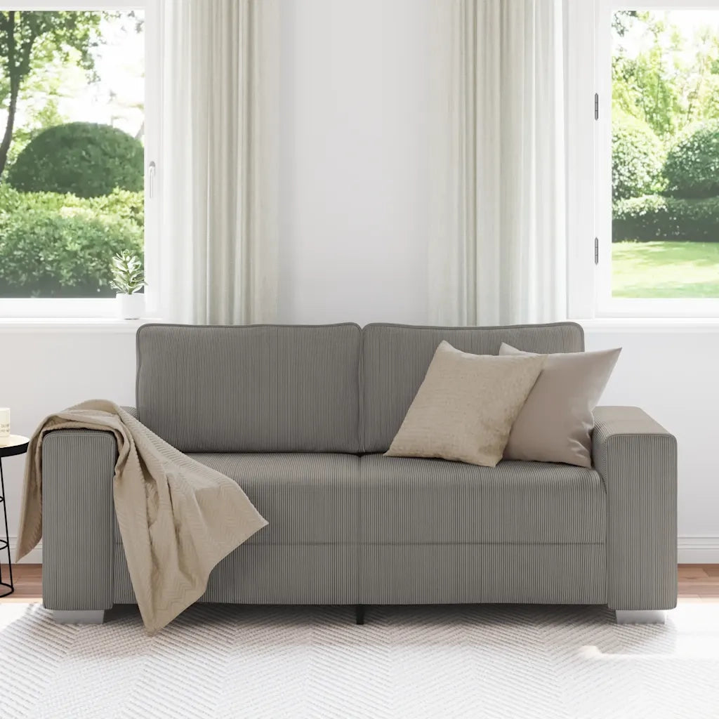 Divano Divanetto-Sofa Grigio Chiaro 140cm Tessuto di Velluto a Coste