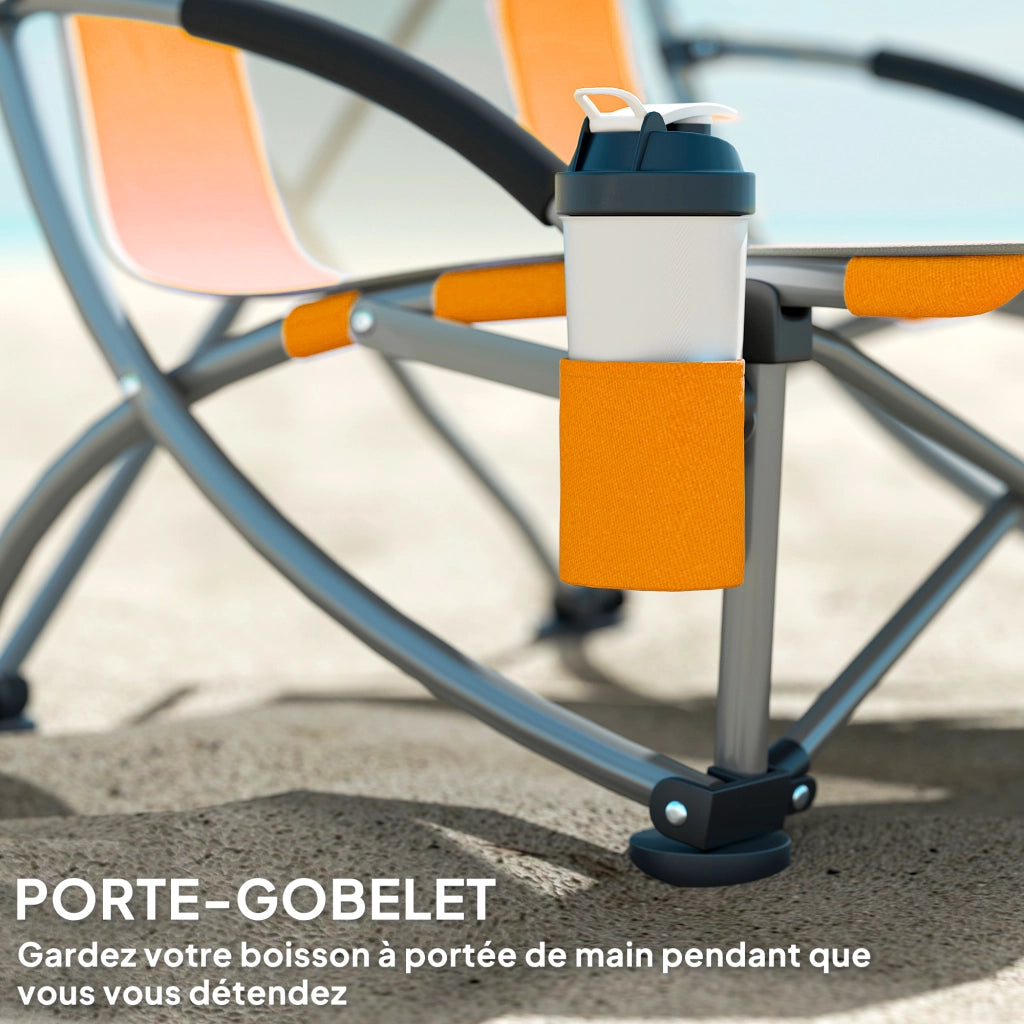 Sedia da spiaggia pieghevole ¨C zephmum ¨C 2 pezzi, arancione, 70x58x79 cm