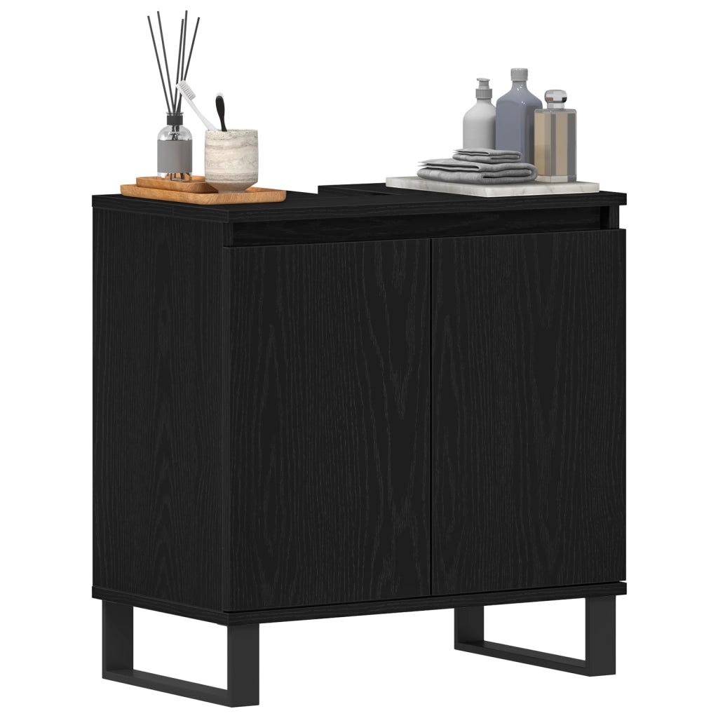 Mobile lavabo bagno  Nero Rovere 58x33x60 cm Legno ingegnerizzato