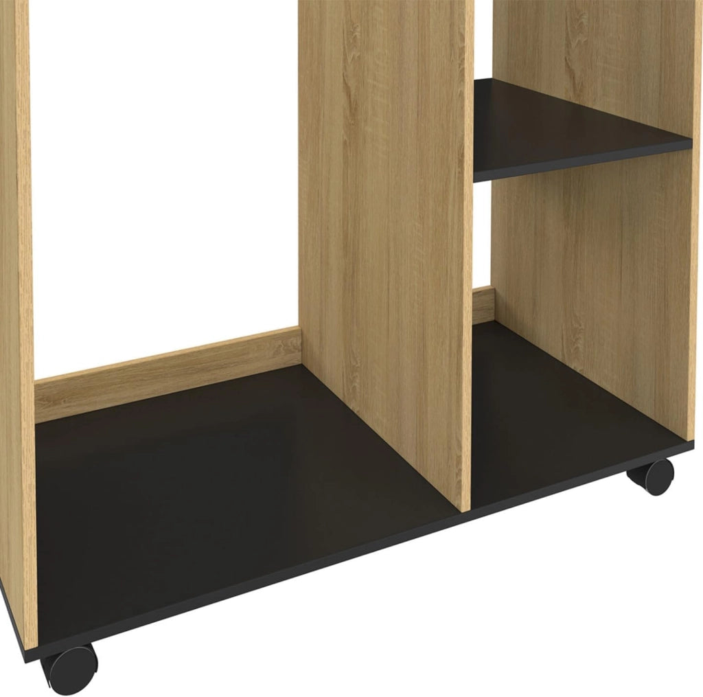 Armadio RACHEL 80 x 40 x 120 cm su rotelle, faggio e nero