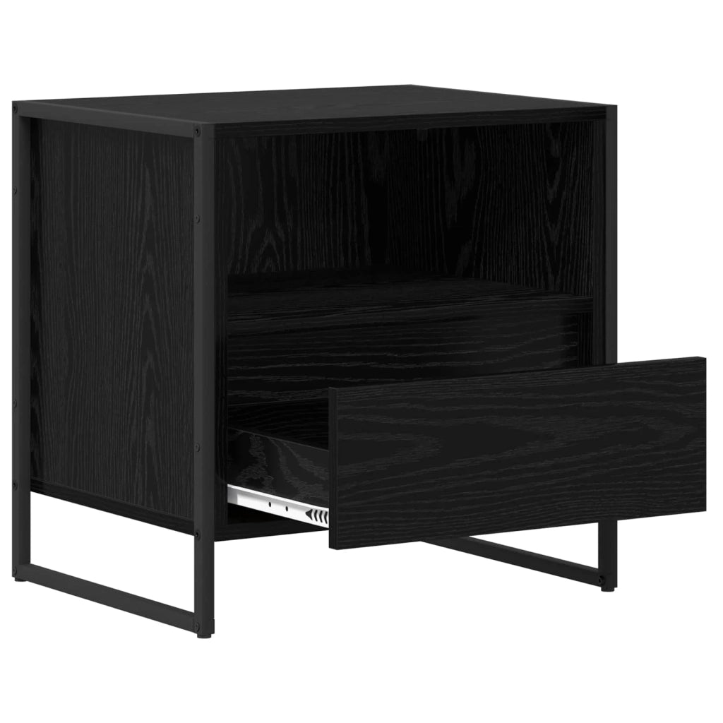 Comodino | Armadio da Notte | Mobiletto da notte Rovere Nero 50 x 39,5 x 50 cm Legno multistrato