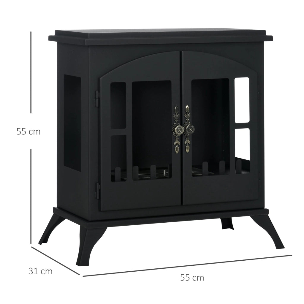 Camino a Bioetanolo da Pavimento 55x31x55 cm Bruciatore da 0,9L in Acciaio Inox Nero