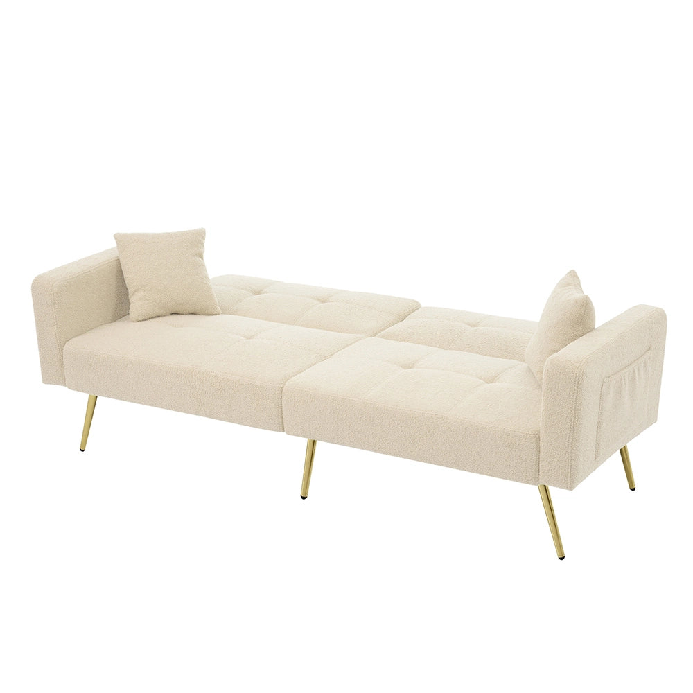 Divano letto 2 posti - Xylo - Beige - Cuscini e tasche laterali