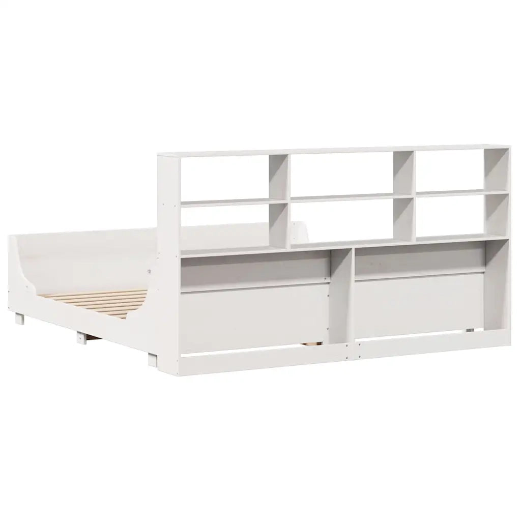 Letto Libreria senza Materasso Bianco 180x200 cm Legno Massello 3323798