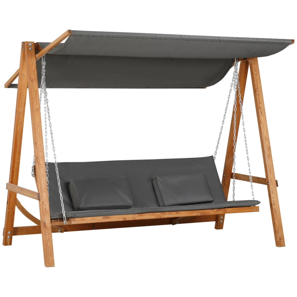 ALTALENA DA GIARDINO 3 POSTI CON LETTO 225,5x113x180 cm GRIGIO LEGNO MASSELLO