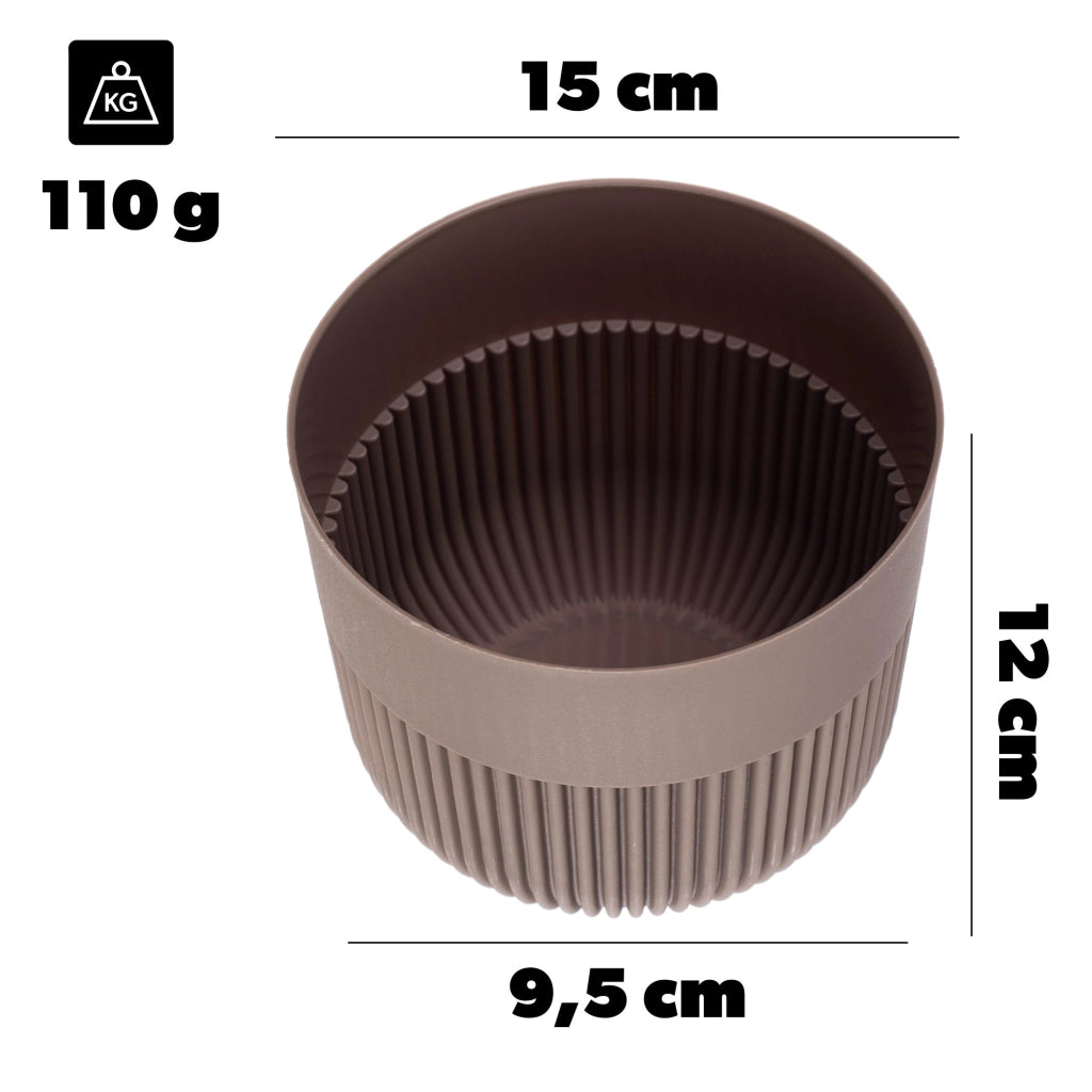 Vaso da fiori KADAX, Coprivaso, 15 cm, Plastica, Rotondo, A coste, Beige