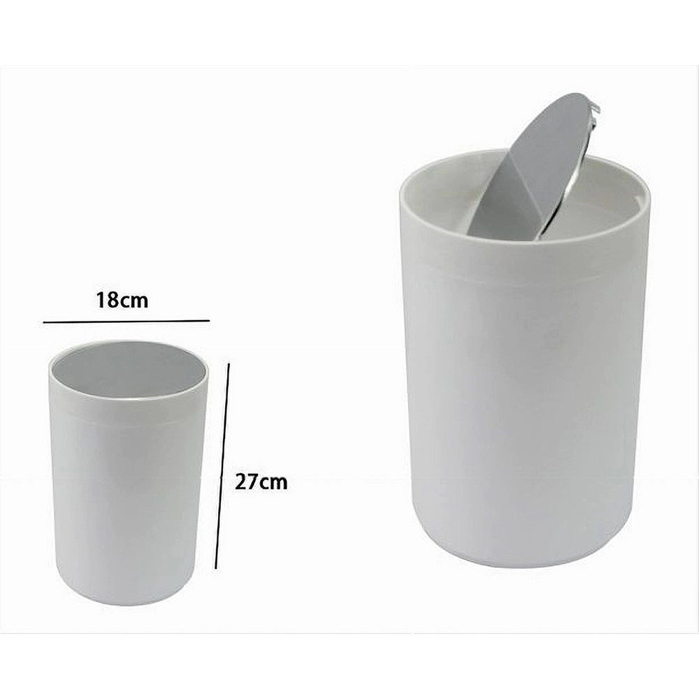 Trade Shop - Pattumiera Cestino Secchio Rifiuti Bianco Arredo Bagno Coperchio Basculante 79867 -