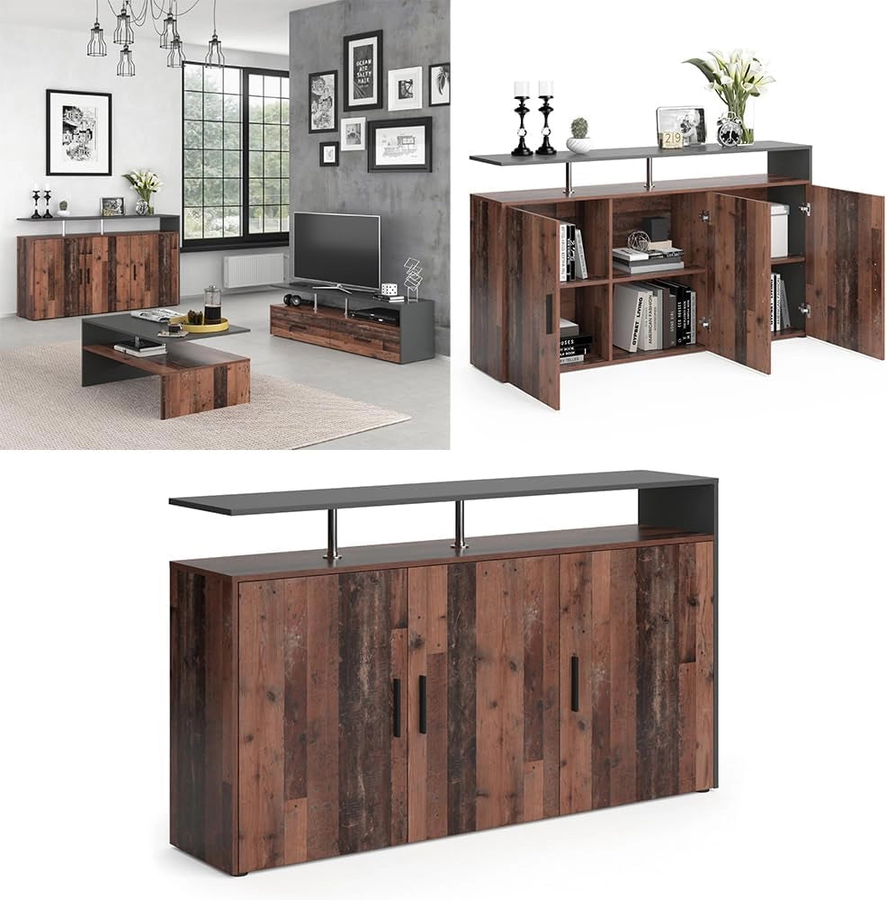 Credenza Amato, Legno antico, 35 x 91.6 cm, per la conservazione di abbigliamento e oggetti per la casa