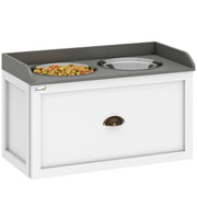 Ciotole per Cani Rialzate in Acciaio Inox e Legno con Cassetto, 60x30x36cm, Bianco e Grigio