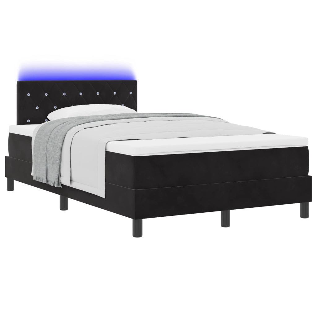 Letto a Box Spring con Materasso e LED Nero 120x190 cm Velluto