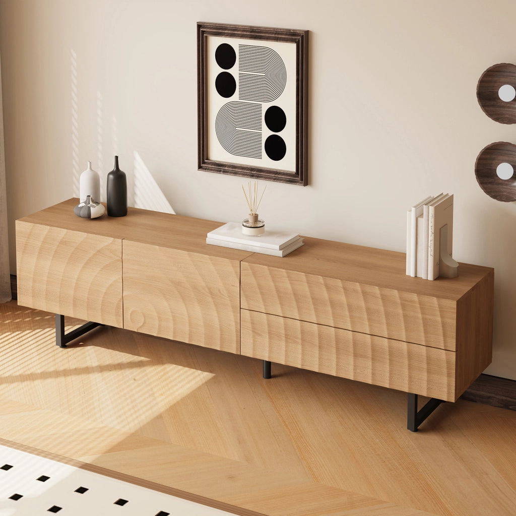Cassettiera per TV naturale in truciolare 180 x cm
