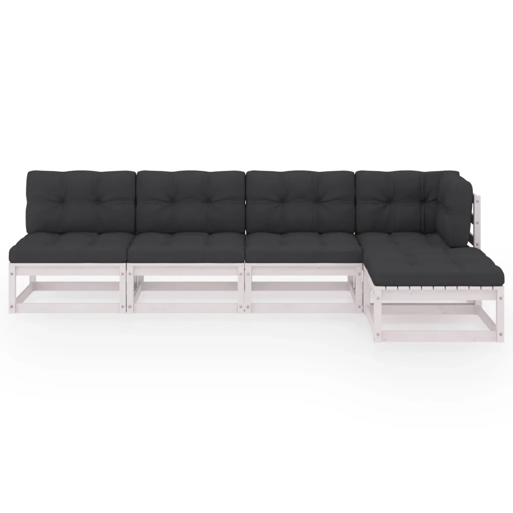 Set Divani da Giardino 5 pz con Cuscini Legno Massello di Pino 3076565
