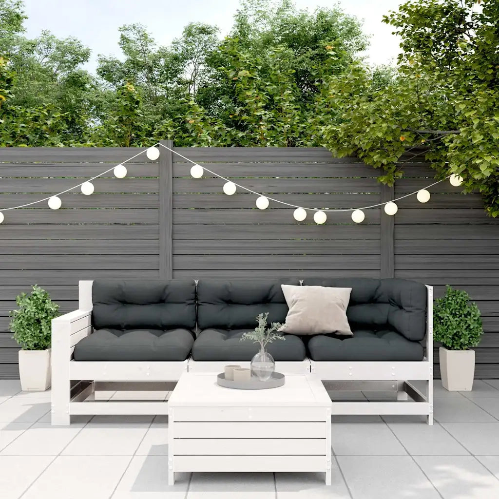 vidaXL Set Salotto Giardino 4pz con Cuscini Bianco Legno Massello Pino