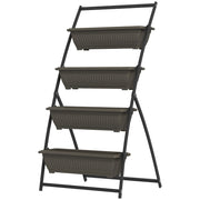 Supporto per piante, supporto per fiori a 4 ripiani, mensola per piante con fori, scaletta per piante, scaffale per fiori, marrone, 76 x 79 x 162 cm