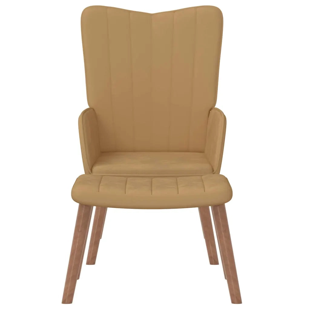 Divano Sedia-Poltrona Relax con Poggiapiedi Marrone in Velluto 251636