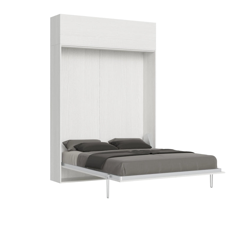 Letto a scomparsa 160 verticale Kentaro con pensile vasistas - Bianco Frassino