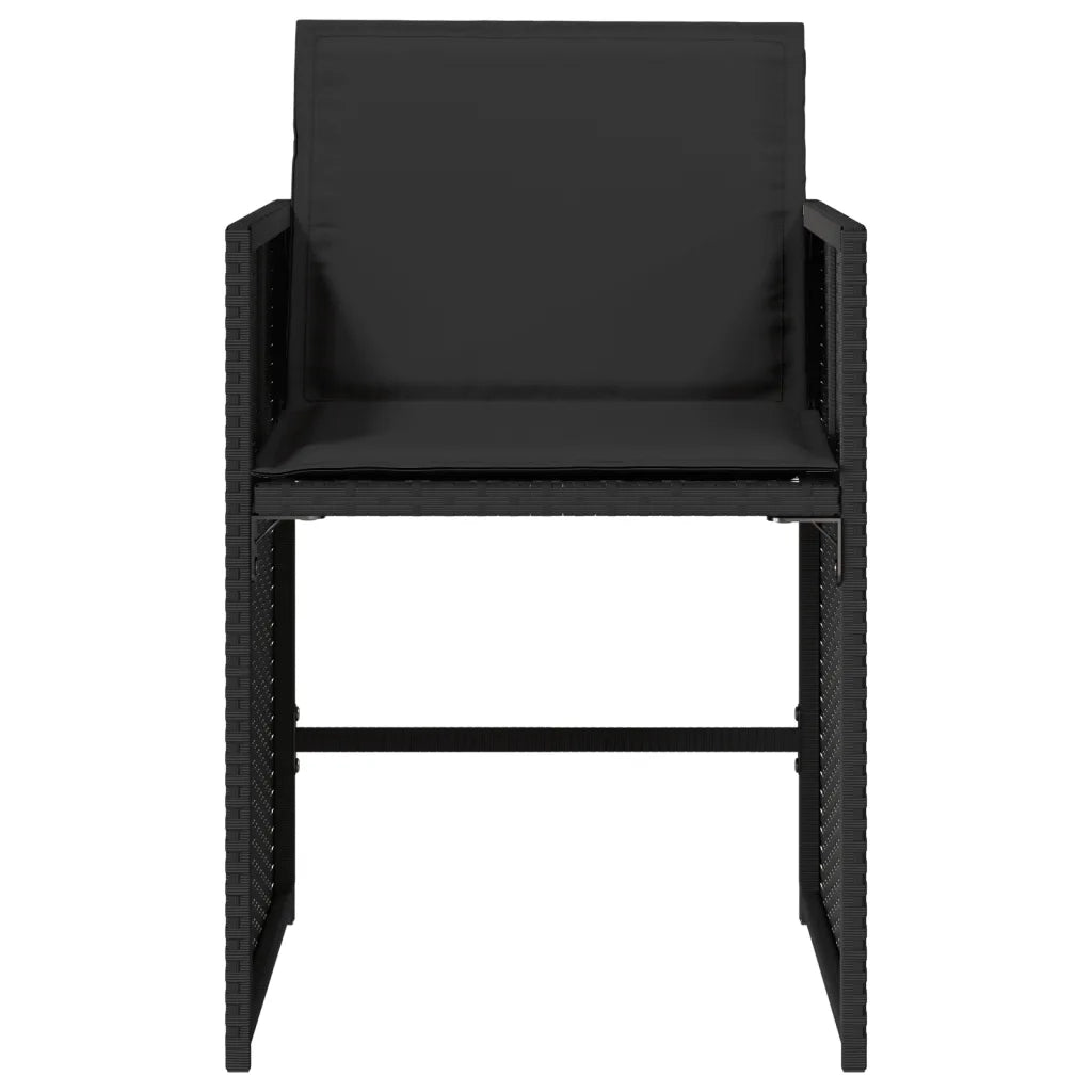Sedie da Giardino con Cuscini 4 pz | Sedie da Esterno Nere in Polyrattan