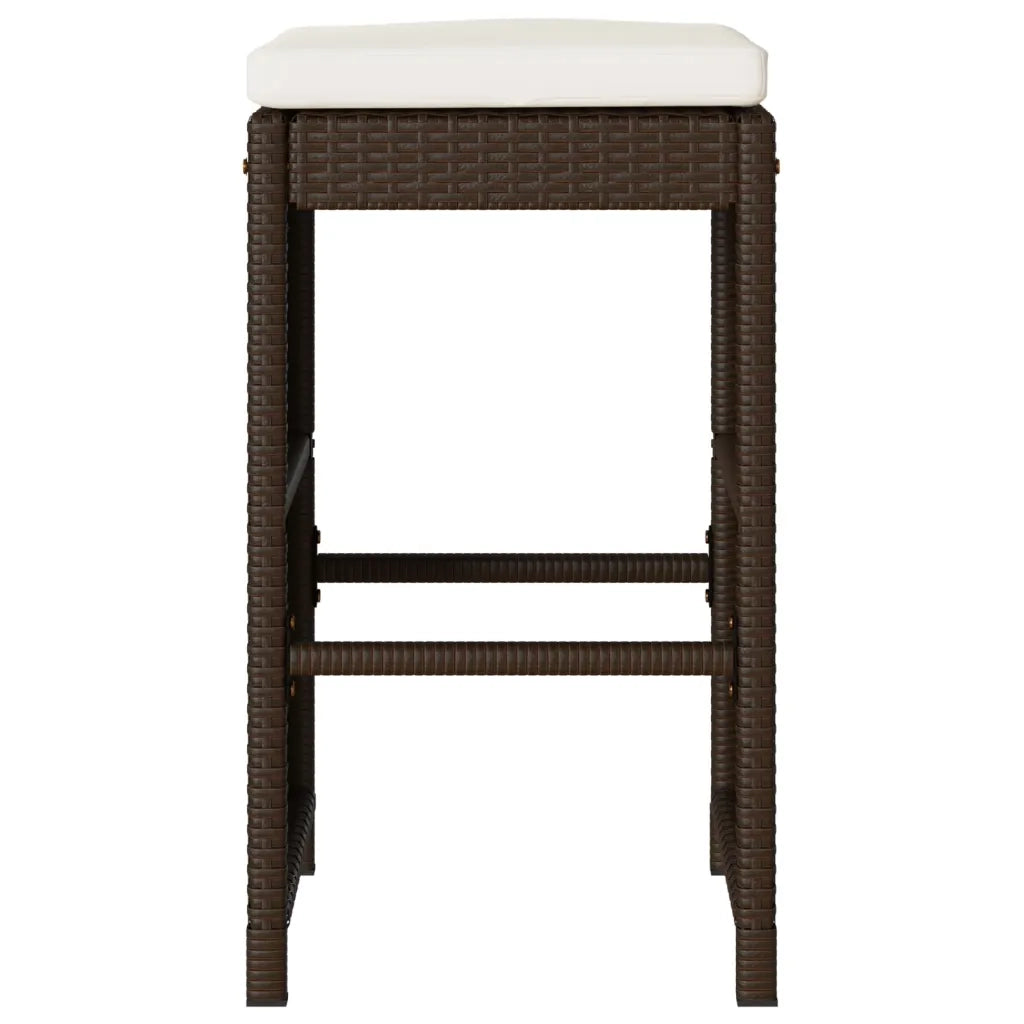 Sgabelli da Bar con Cuscini 2 pz Marroni in Polyrattan