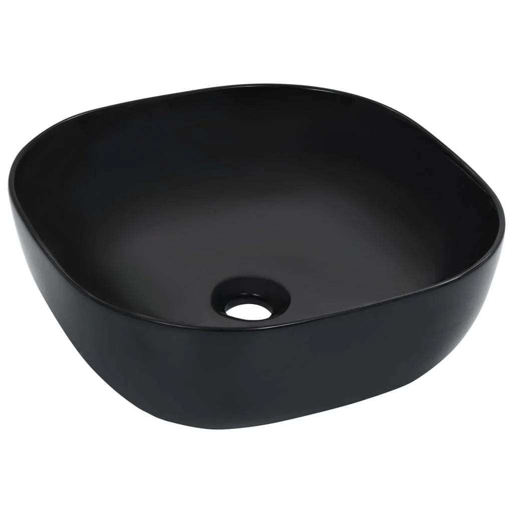Lavabo da appoggio per l'interno del bagno bagno di servizio cabina WC 42,5 x 42,5 cm ceramica nera 02_0002627