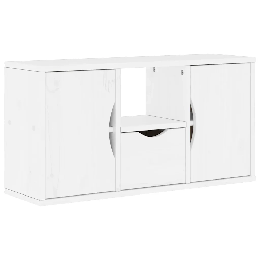 Mobile TV 5 pz con Contenitore ODDA Bianco in Legno di Pino