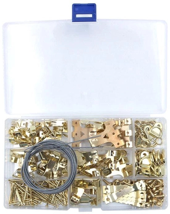 Kit di appoggio foto portatile con chiusura - 250 pezzi - Sistema di appoggio foto con clip - Assortimento di supporti per foto - Adatto per specchi/ opere d'arte - Incluso accessorio