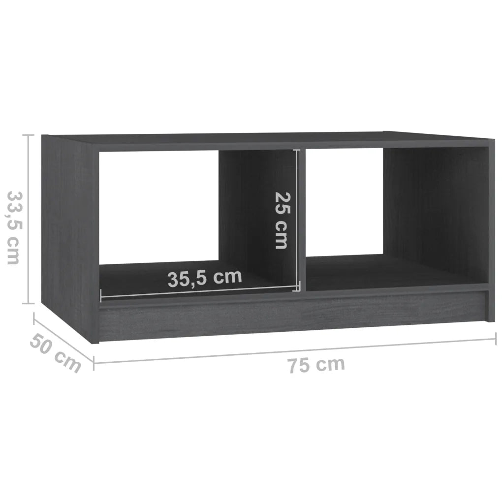 Tavolino da Salotto-Tavolino da soggiorno Grigio 75x50x33,5 cm Legno Massello di Pino