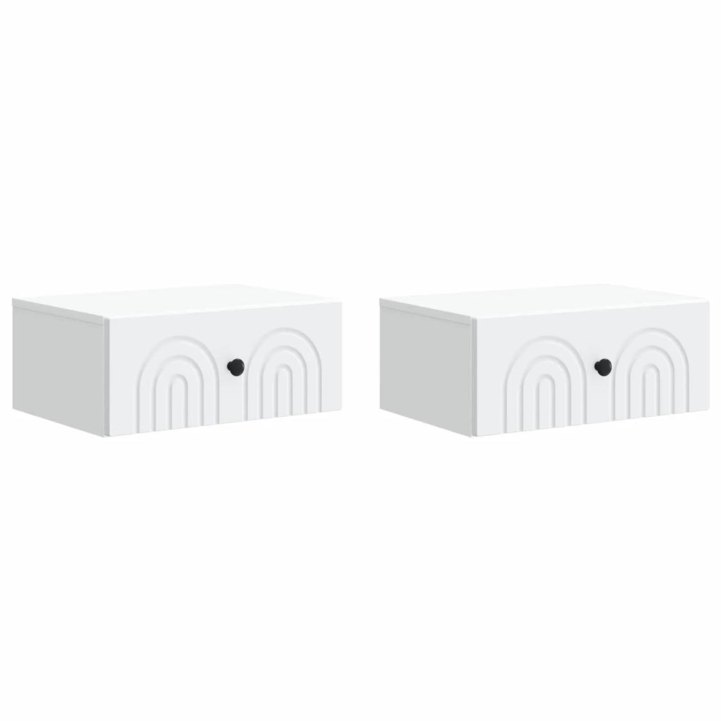 Mobiletto da notte a muro 2 pcs Bianco 49 x 34,5 x 20 cm