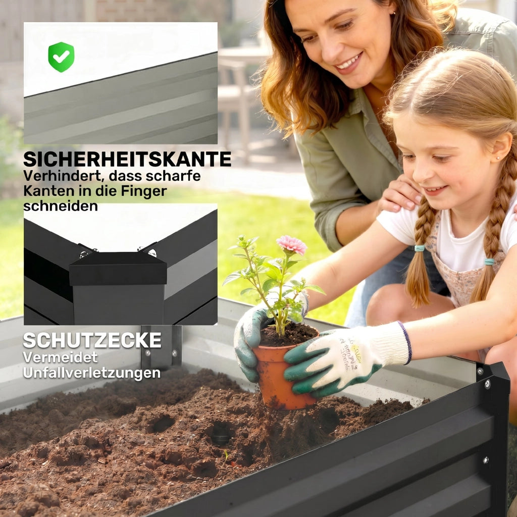 Orto rialzato per giardino ¨C Xylo ¨C 100x60x30 cm, grigio scuro, legno resistente alle intemperie