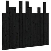 Testiera | Testata da Parete Nera 95,5x3x80 cm in Legno Massello di Pino