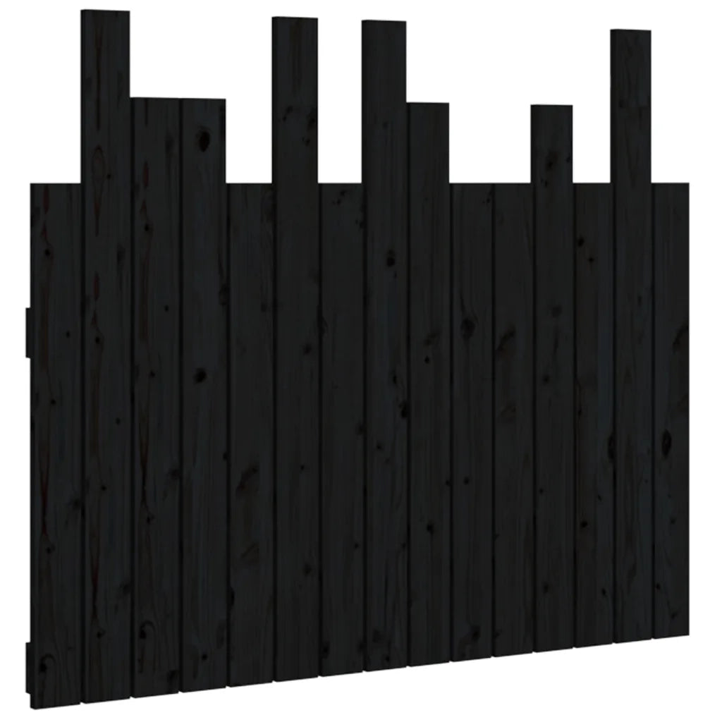 Testiera | Testata da Parete Nera 95,5x3x80 cm in Legno Massello di Pino
